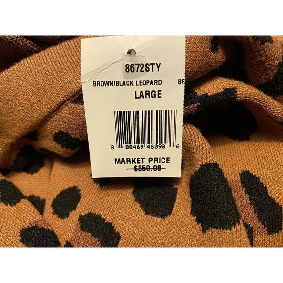 L'Agence Felicia Off Shoulder Leopard Print Sweater Dress Sz L Black Brown NEW - Picture 9 of 10